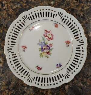 Vintage German Reticulated Plate With flowers 7 inches
